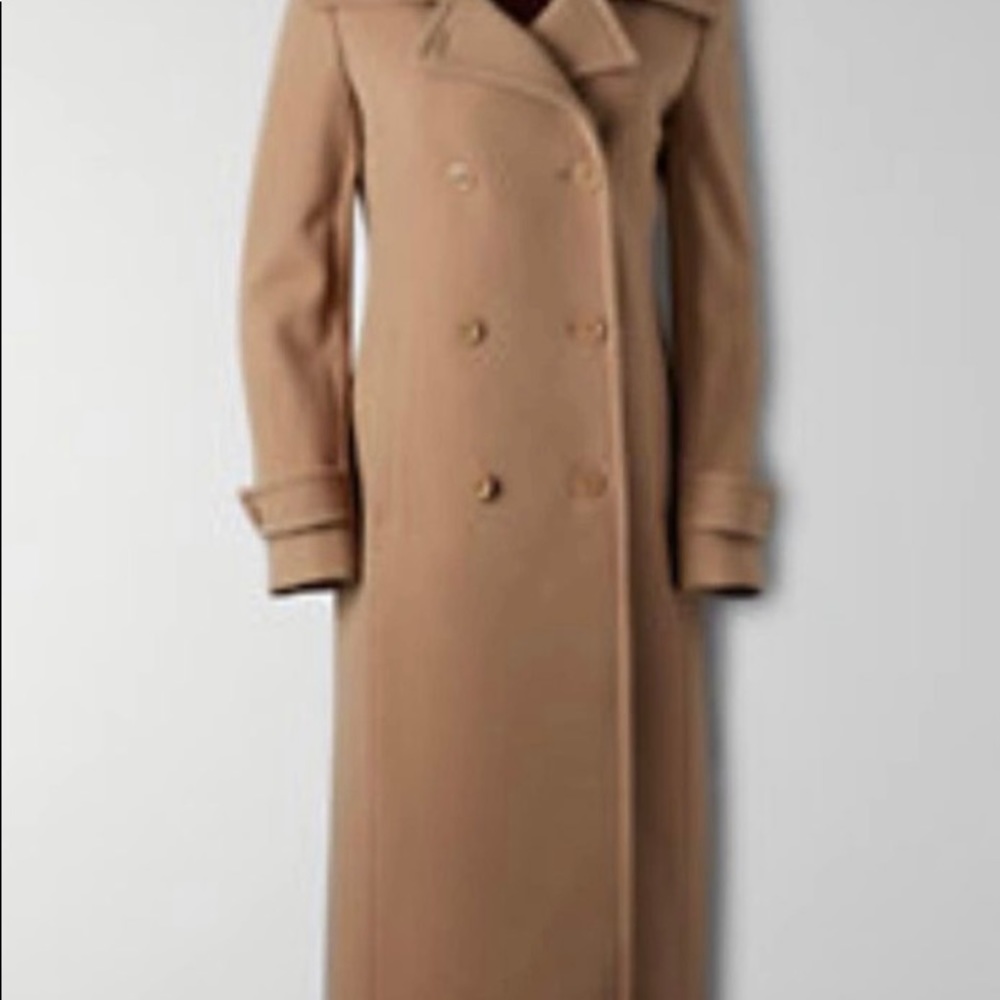 Babaton wool and cashmere coat in a camel colour